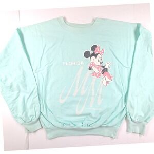 VTG Velva Sheen Disney Minnie Mouse Florida Sweatshirt Womens Green Large USA